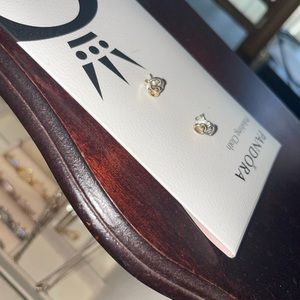 Pandora gold and silver heart earrings